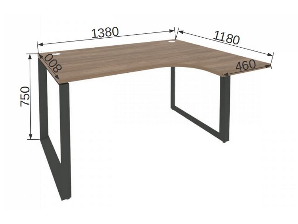 Мебель для персонала ONIX METALL O.MO-SA-3R Стол эргономичный правый  на О-образном м/к